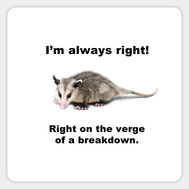 I'M ALWAYS RIGHT! Sticker by Existential's Store